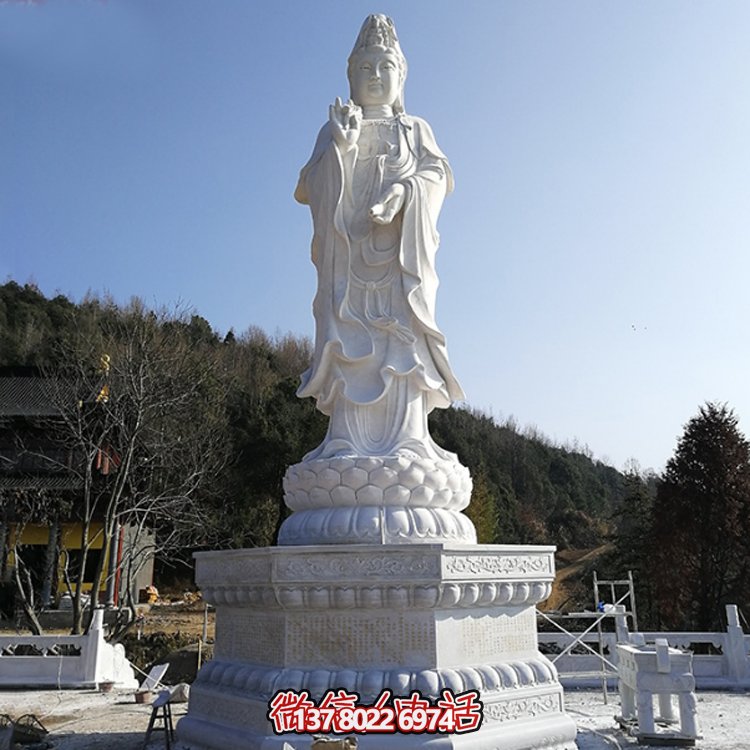 觀音佛像，漢白玉滴水觀音石雕石像