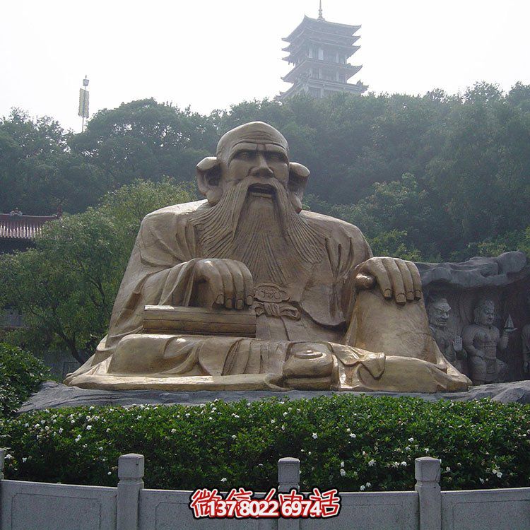 廣場(chǎng)景區(qū)大型銅雕老子，戶外仿銅古代人物雕塑